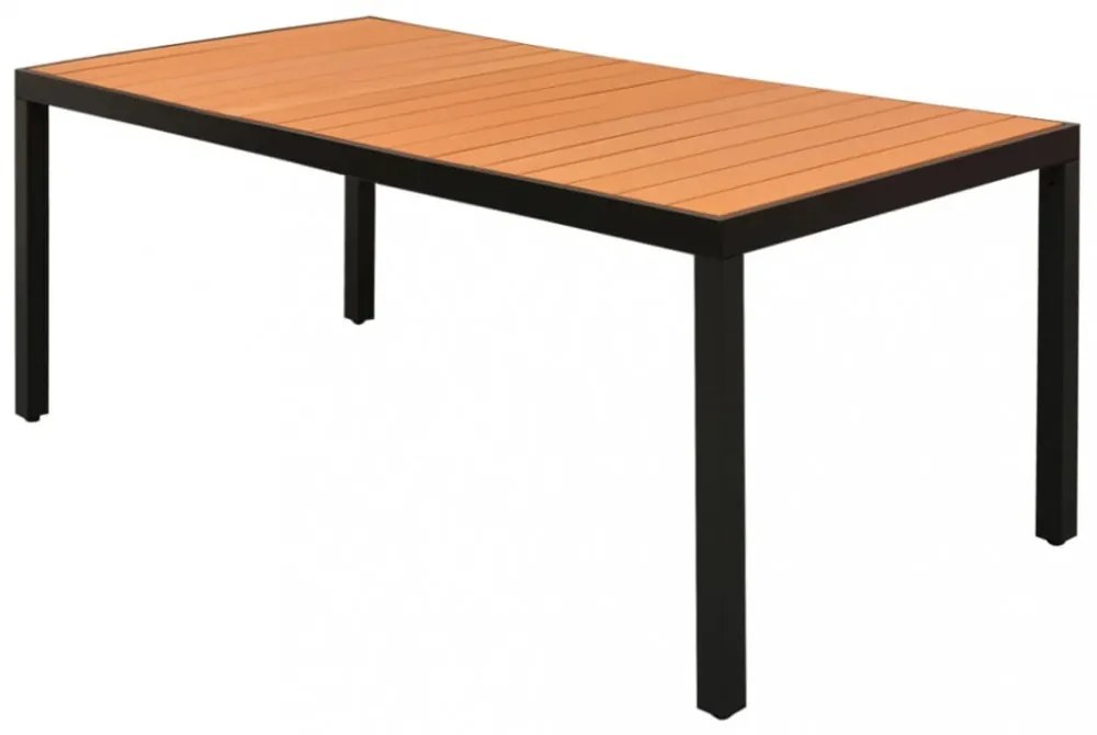 barna alumínium és WPC kerti asztal 185 x 90 x 74 cm