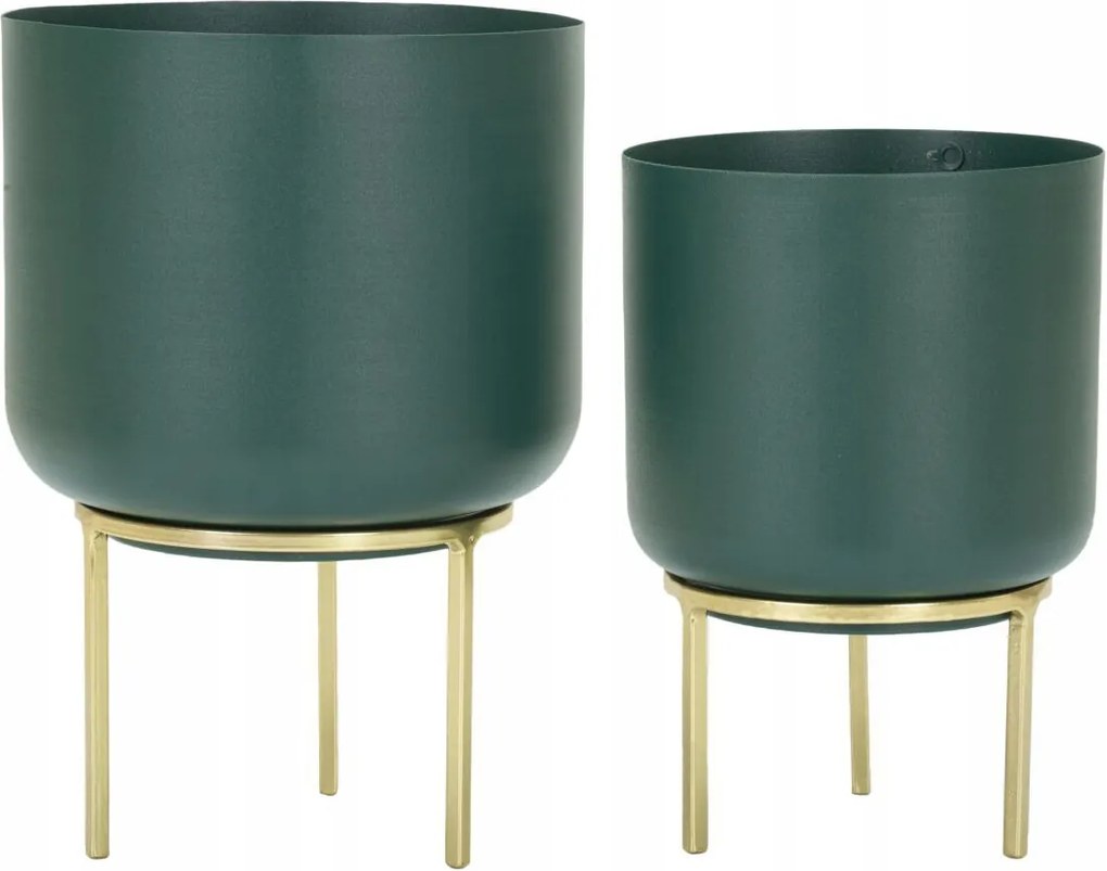 Virágtartó Fedél Kerek Fém Állványon Fedél Szett 2db Zöld