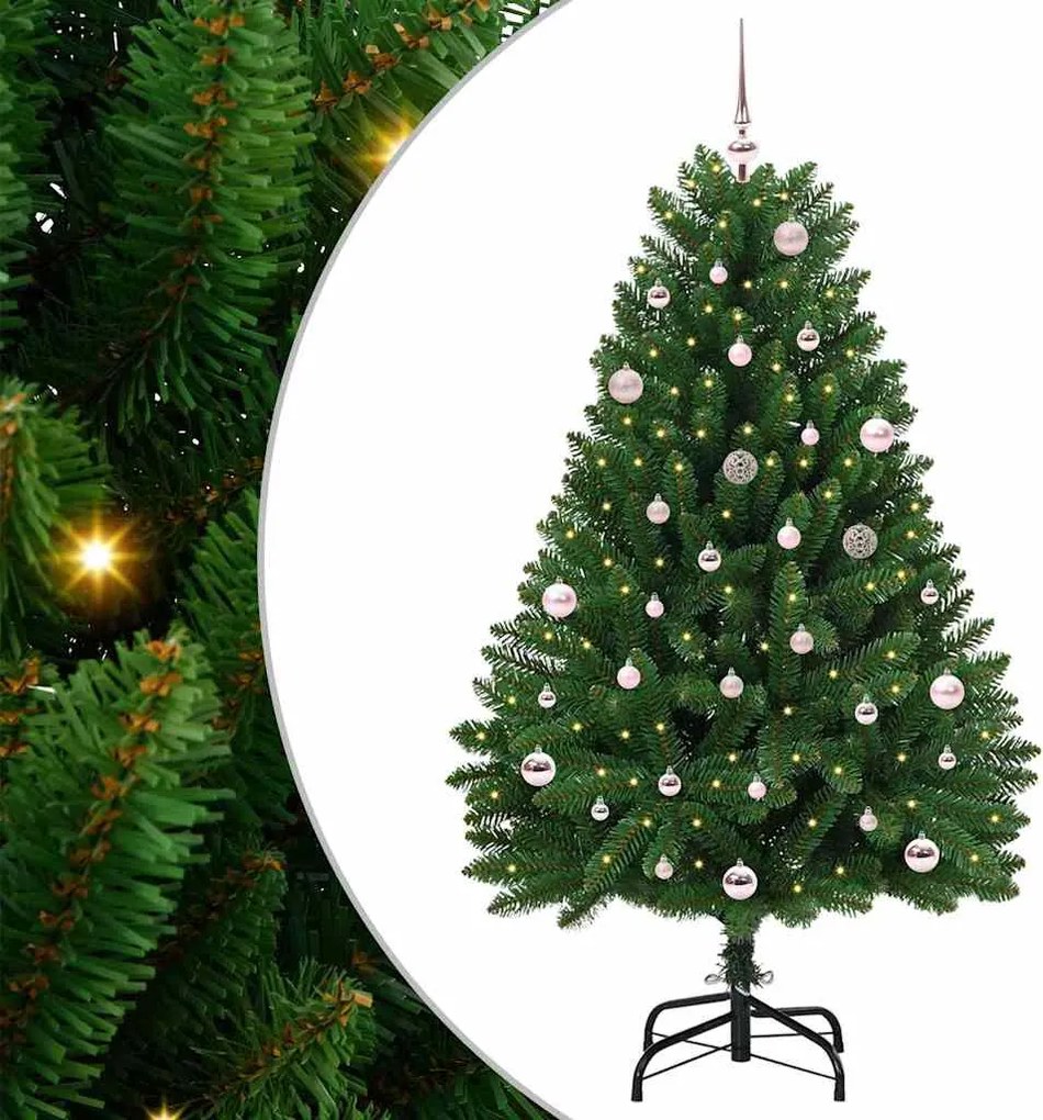 vidaXL Mű karácsonyfa 150 LED-del Zöld 150 cm PVC és fém