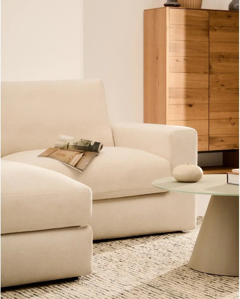 Bézs zsenília sarokkanapé (bal oldali-heverő résszel) Alea – Kave Home