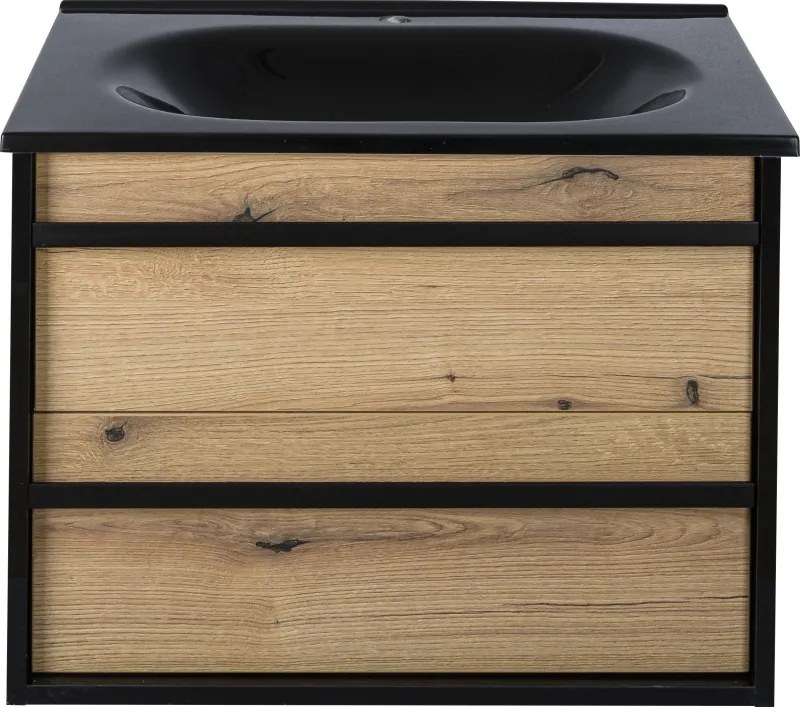 Piramida EURIDIKA OLIVA-FEKETE - fali fürdőszobabútor fekete mosdóval - 75 x 53 x 48 cm