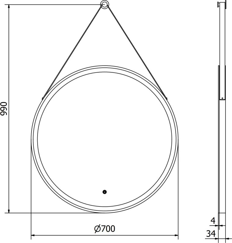 Mexen Reni, LED fürdoszobai tükör háttérvilágítással 70x70 cm, 6000K, fekete keret, páramentes, 9812-070-070-611-70