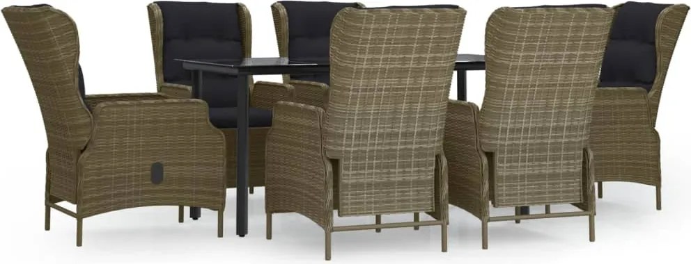 vidaXL 7 részes barna polyrattan kerti étkezőgarnitúra