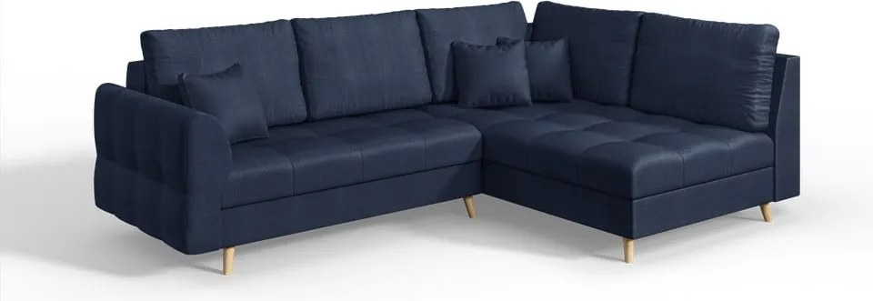 Sötétkék sarokkanapé (jobb oldali) Ariella – Ropez