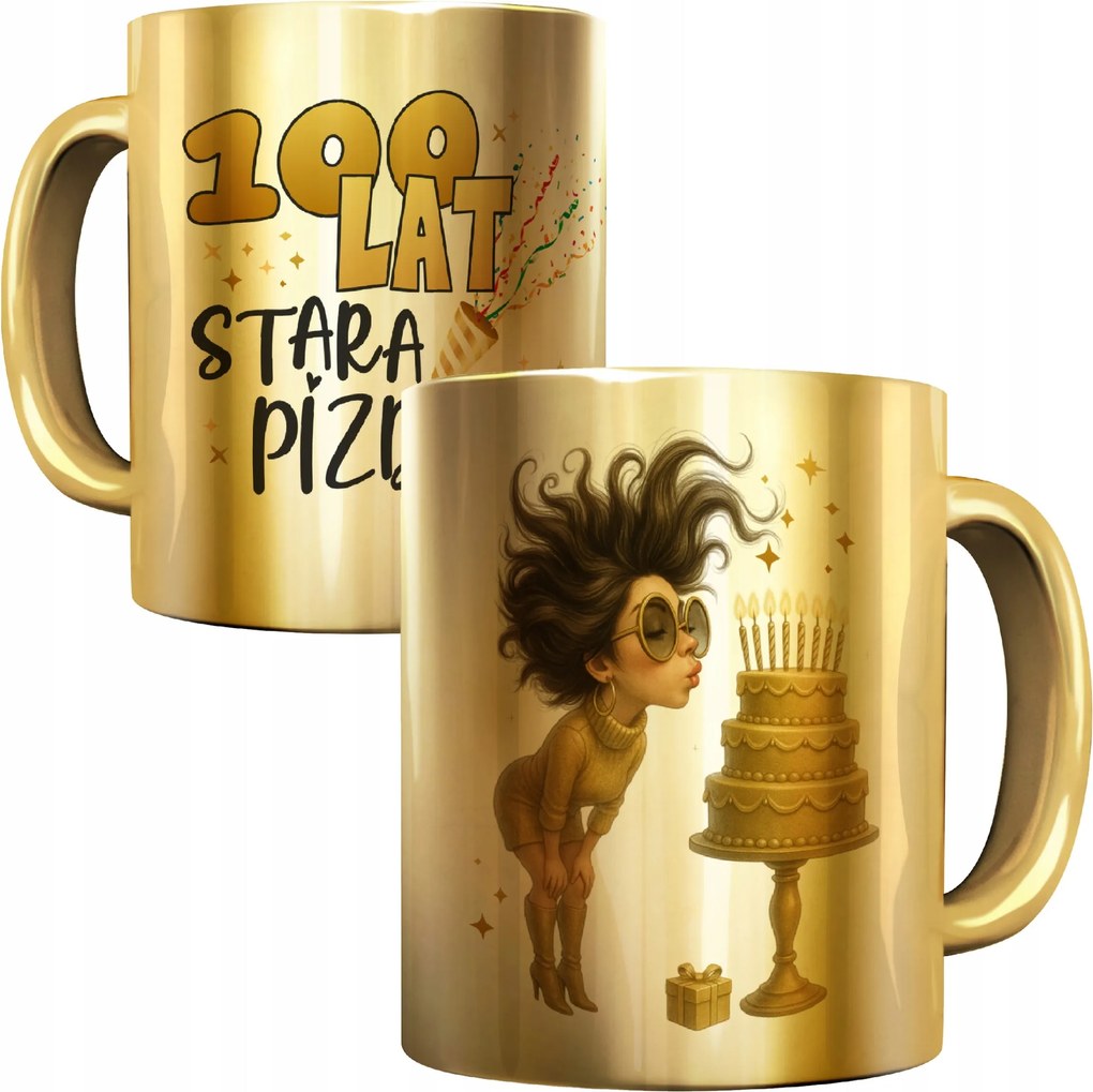 Csillogó Arany Bögre Száz Éves Régi Pi**o Születésnapi Ajándék Birthday