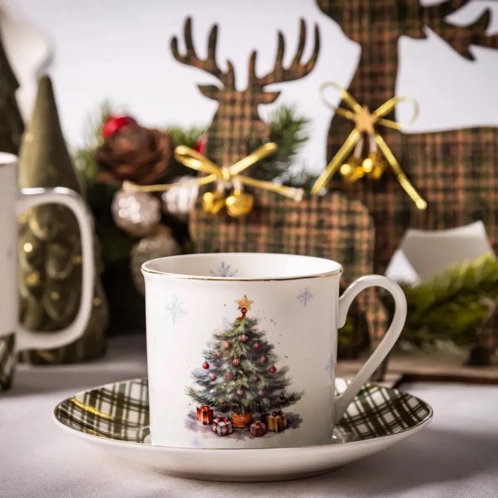 Altom Christmas Tree porcelán csésze és csészealj260 ml