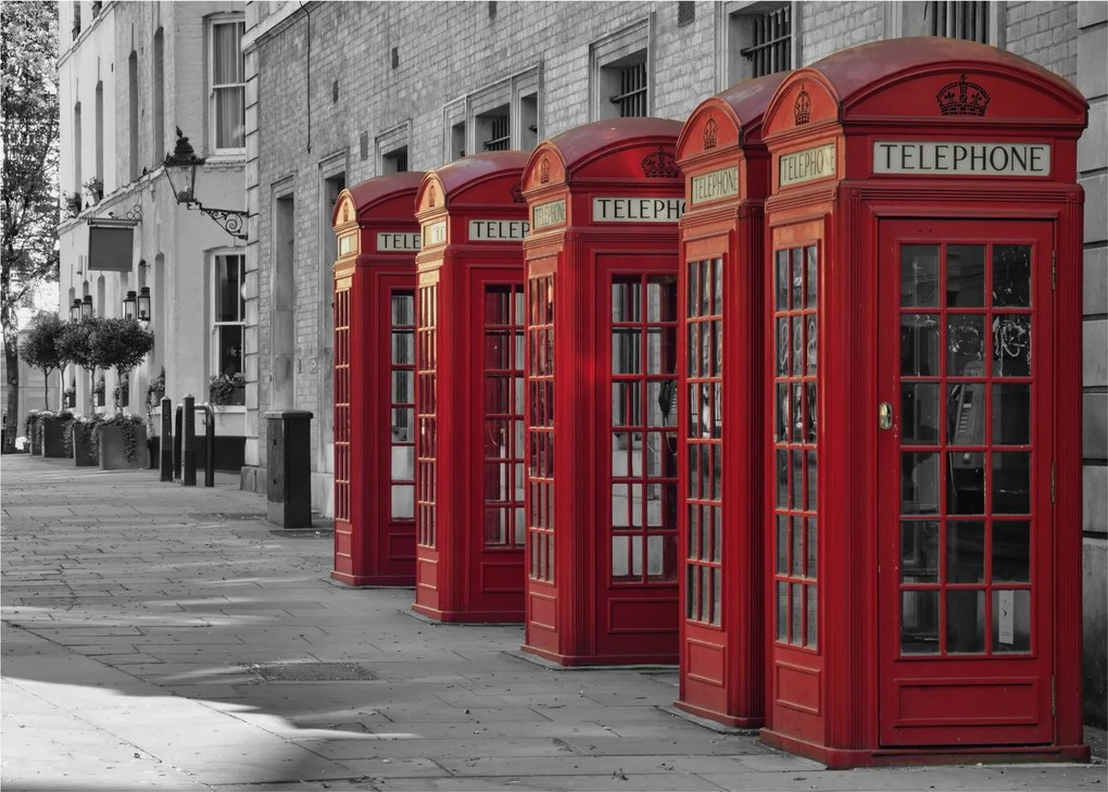 Üveg kép - Londoni telefonfülkék (70x50 cm)