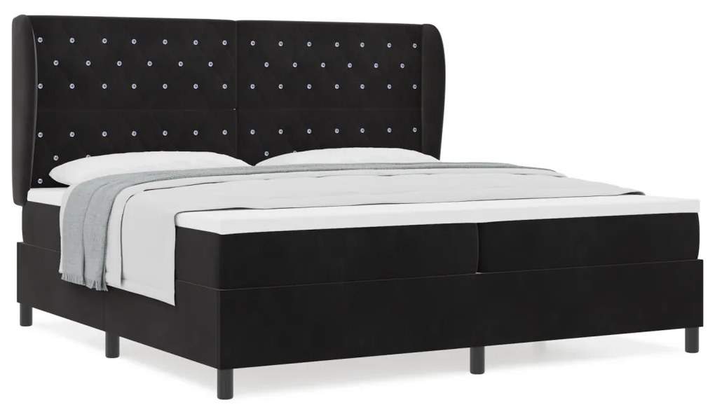 Boxspring Ágy Matrac Kárpit Fekete 200x200 cm