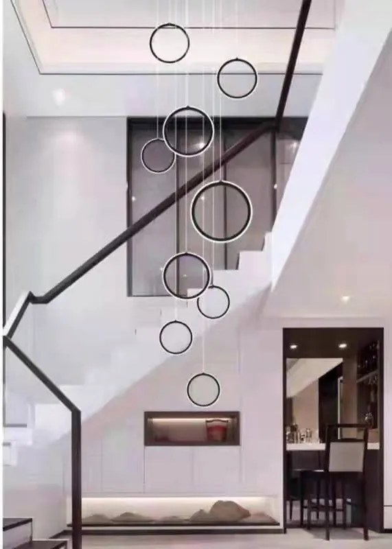 10 Gyűrűs Led Függőlámpa Ø20CM Fekete Távirányító 3000K-4000K-6500K