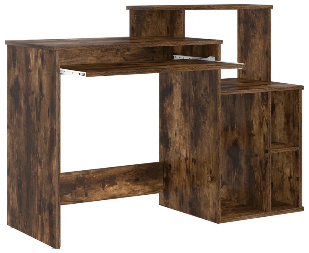 vidaXL Tárolós íróasztal Füstölt tölgy 120.5x44x88.5 cm Szerelt Fa