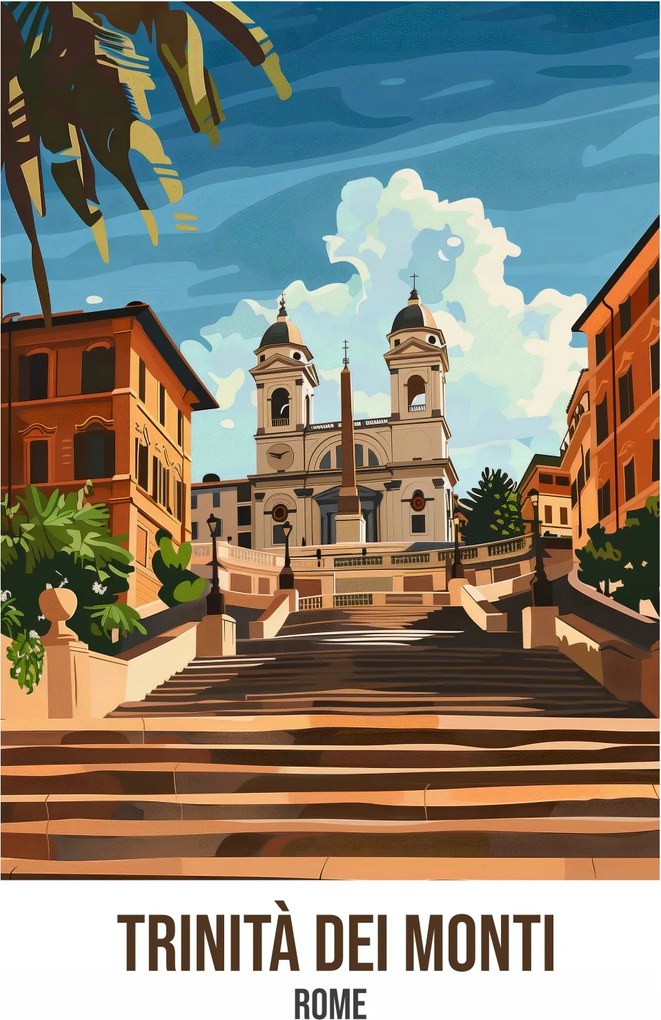 Plakát 61x91,5 cm Trinitá dei Monti, Róma