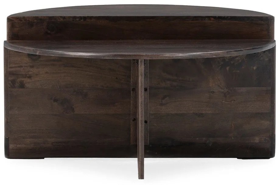 Sötétbarna mangófa kerek dohányzóasztal ø 80 cm Divya – MOME