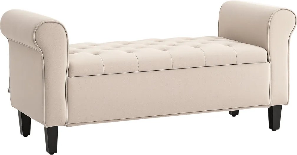 HOMCOM Kárpitozott pad, ágypad, gombbal tűzött, bársonyhatású, 126 cm x 48,5 x 57 cm, bézs