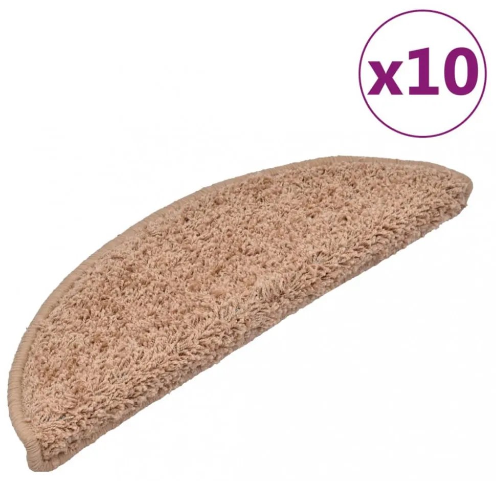 10 db bézs színű, félkör alakú lépcsőszőnyeg 56 x 17 x 3 cm