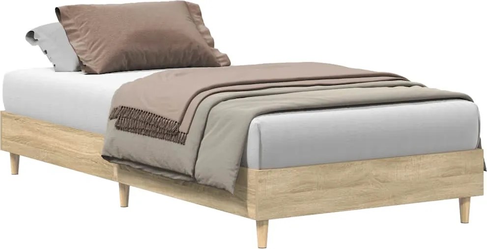 vidaXL sonoma tölgy színű szerelt fa ágykeret matrac nélkül 90x200 cm