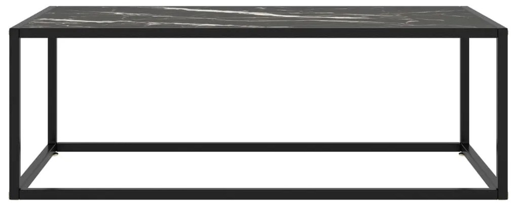 Fekete dohányzóasztal fekete márvány mintás üveggel 100x50x35cm