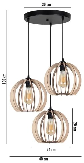 Csillár zsinóron DORO 3xE27/60W/230V