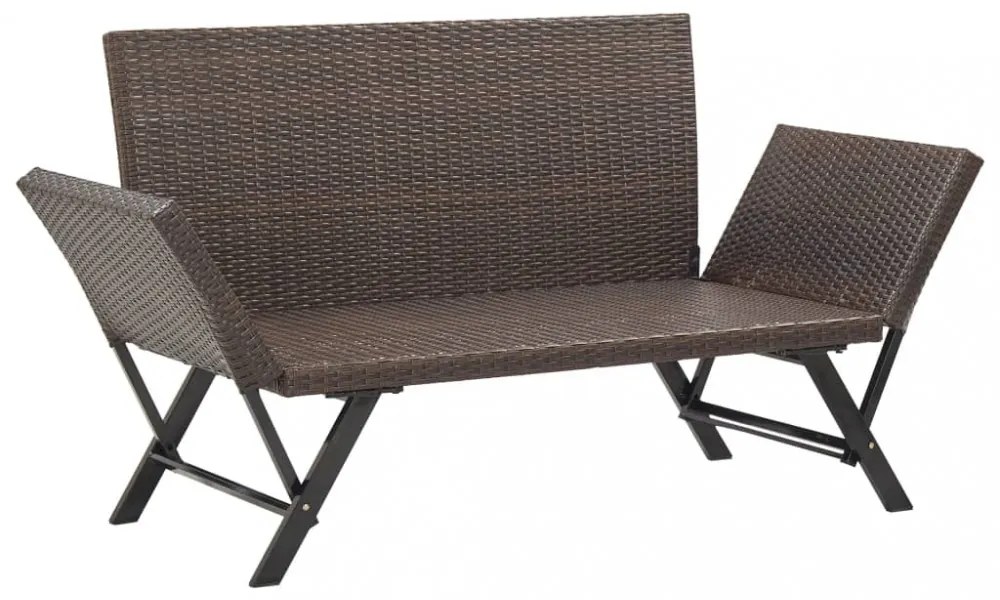 barna polyrattan kerti pad párnákkal 176 cm