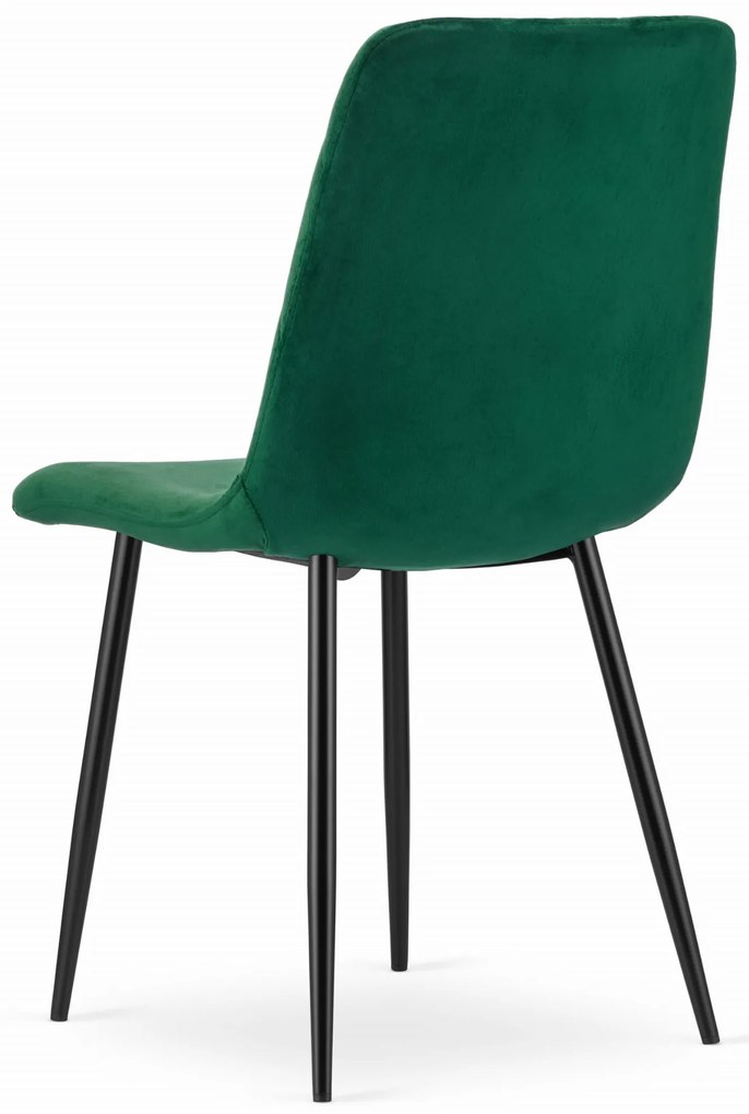 Étkezőgarnitúra 1 + 4, fekete asztal RAMOD 100x60 cm márvány dekor + zöld TURIN szék fekete lábakkal