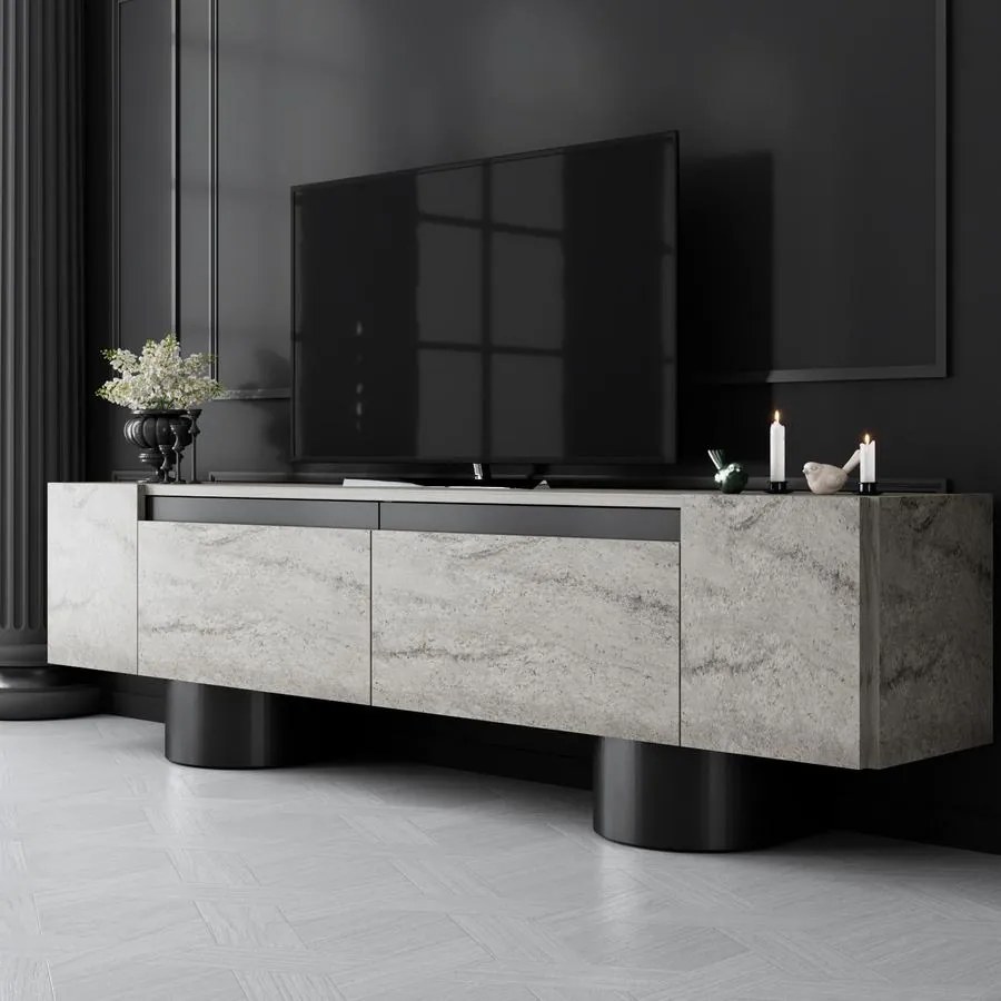 TV szekrény Bohem - Travertine, Black