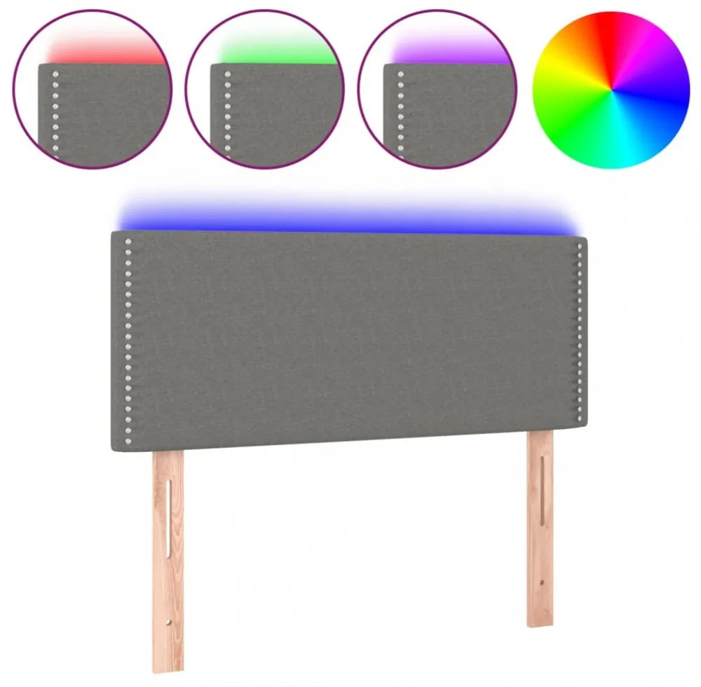 sötétszürke szövet LED-es fejtámla 80 x 5 x 78/88 cm