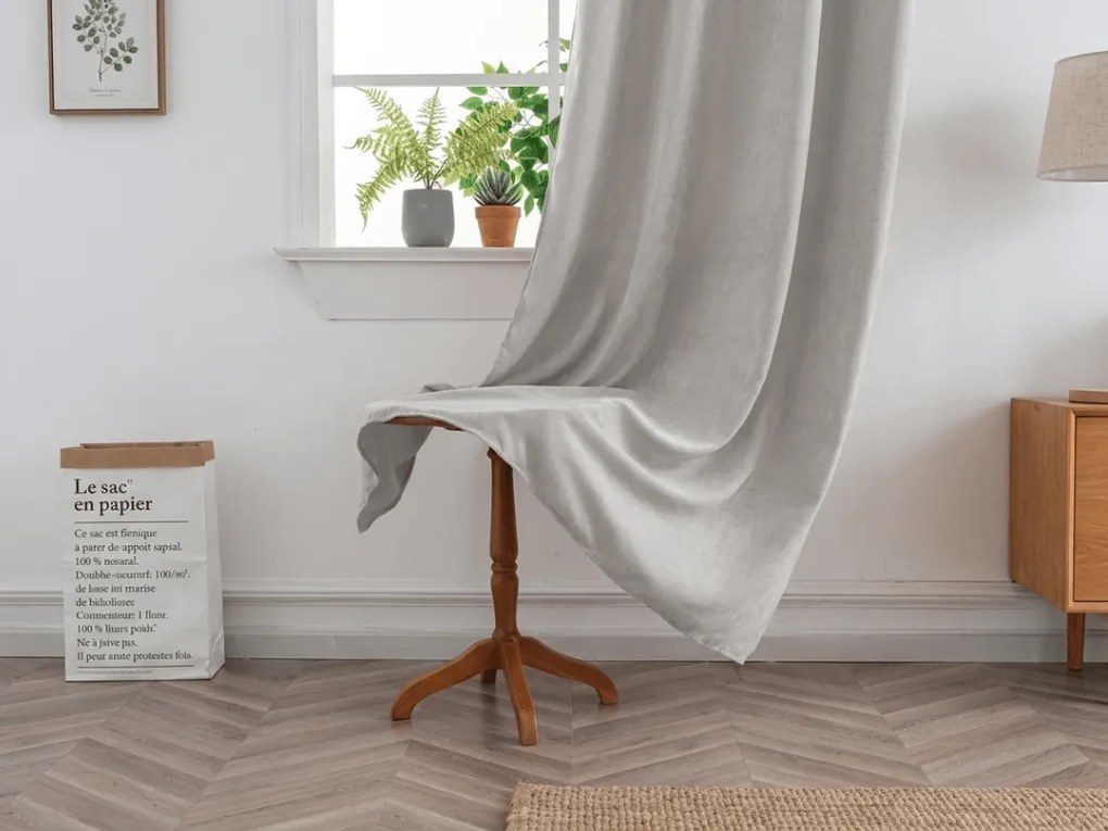 Függöny TAVIO 140x250 cm, világosszürke Felfüggesztés: Hullámos sínszalag