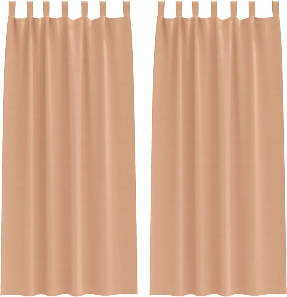 vidaXL Fekete Függöny Gyűrűkkel 2 pcs Világos Barna 225 x 140 cm