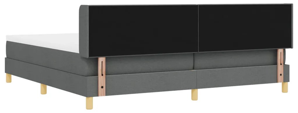 Boxspring ágy matraccal, sötétszürke, 200 x 200 cm, textil