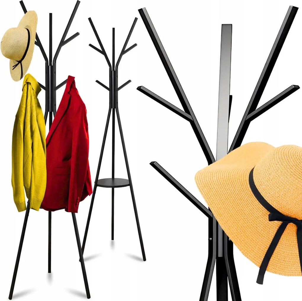 Ruhaakasztó Álló Padlóra Fém Fekete Loft 9 Akasztós 180 CM