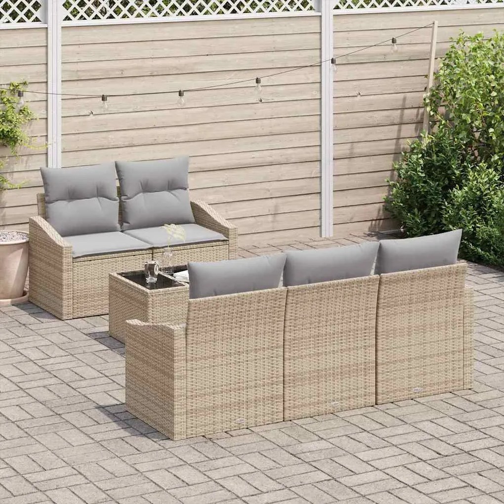 Kerti Kanapé Szett 6 pcs Beige és Világosszürke 55 x 55 x 37 cm