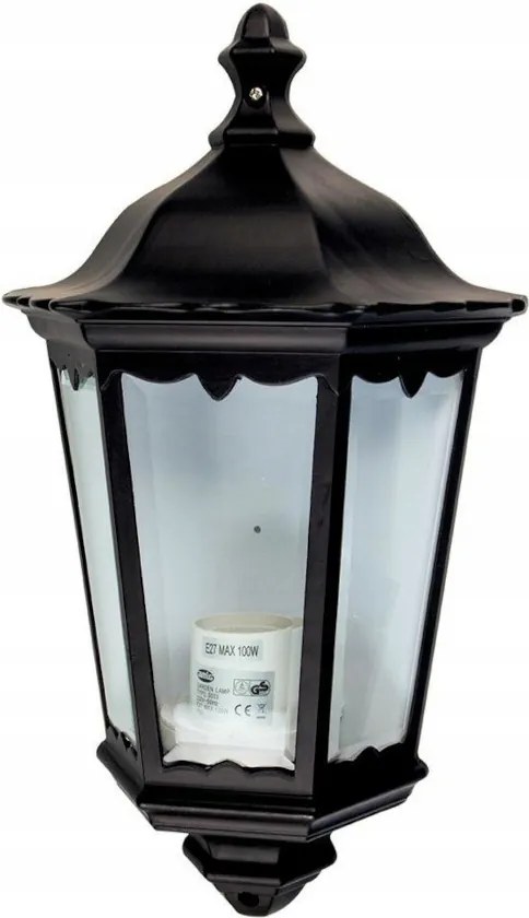 Kerti fali lámpa fekete vízálló 440x250x120 mm