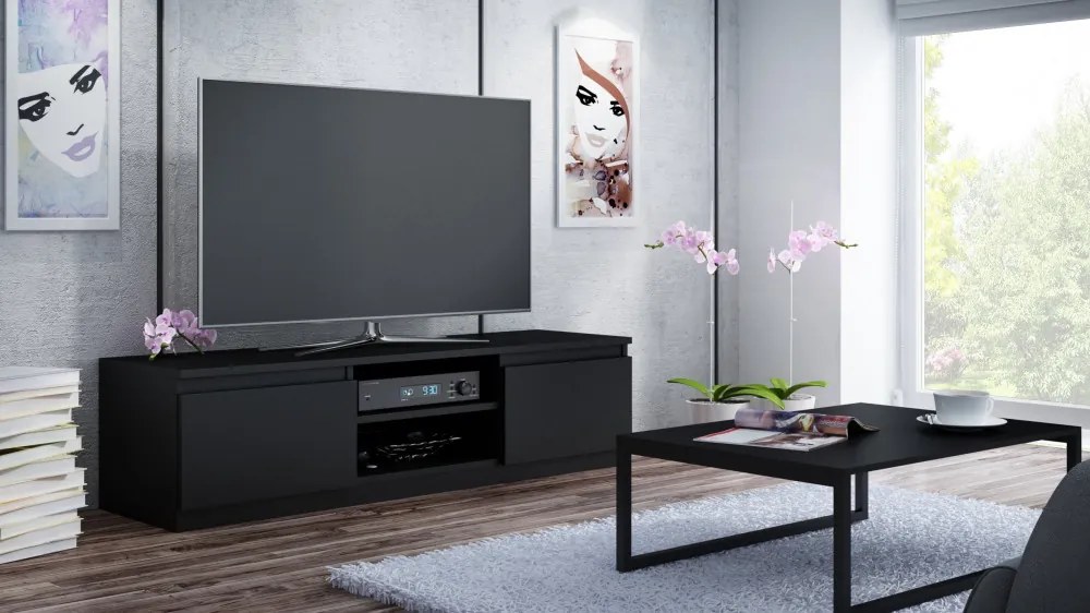 Baltrum RTV140 TV állvány, 140x36x40 cm, fekete