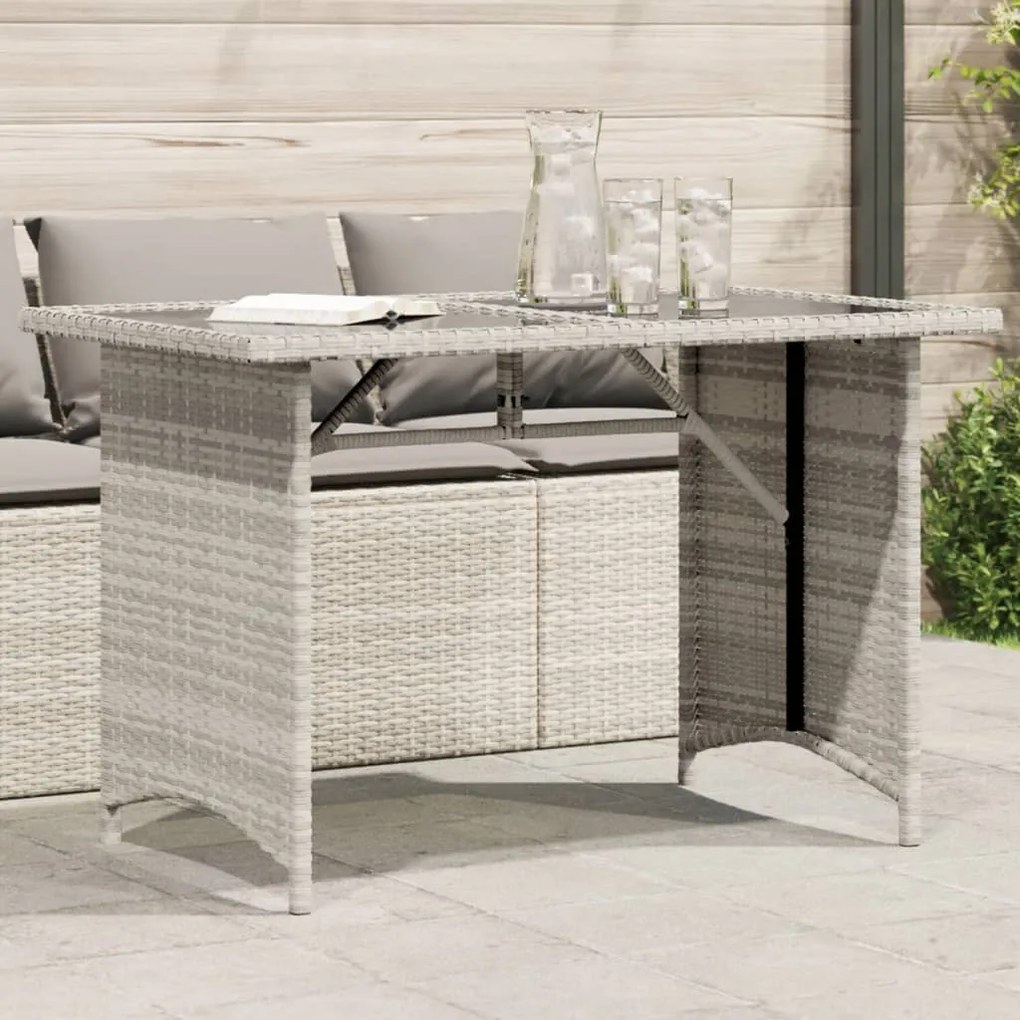 vidaXL szürke polyrattan üveglapos kerti asztal 110x68x70 cm