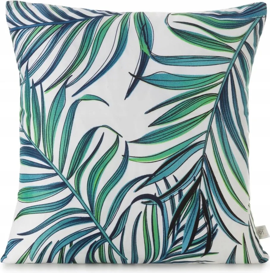 Dekoratív párnahuzat Palms 40x40 Design91 fehér, pálmalevél mintás