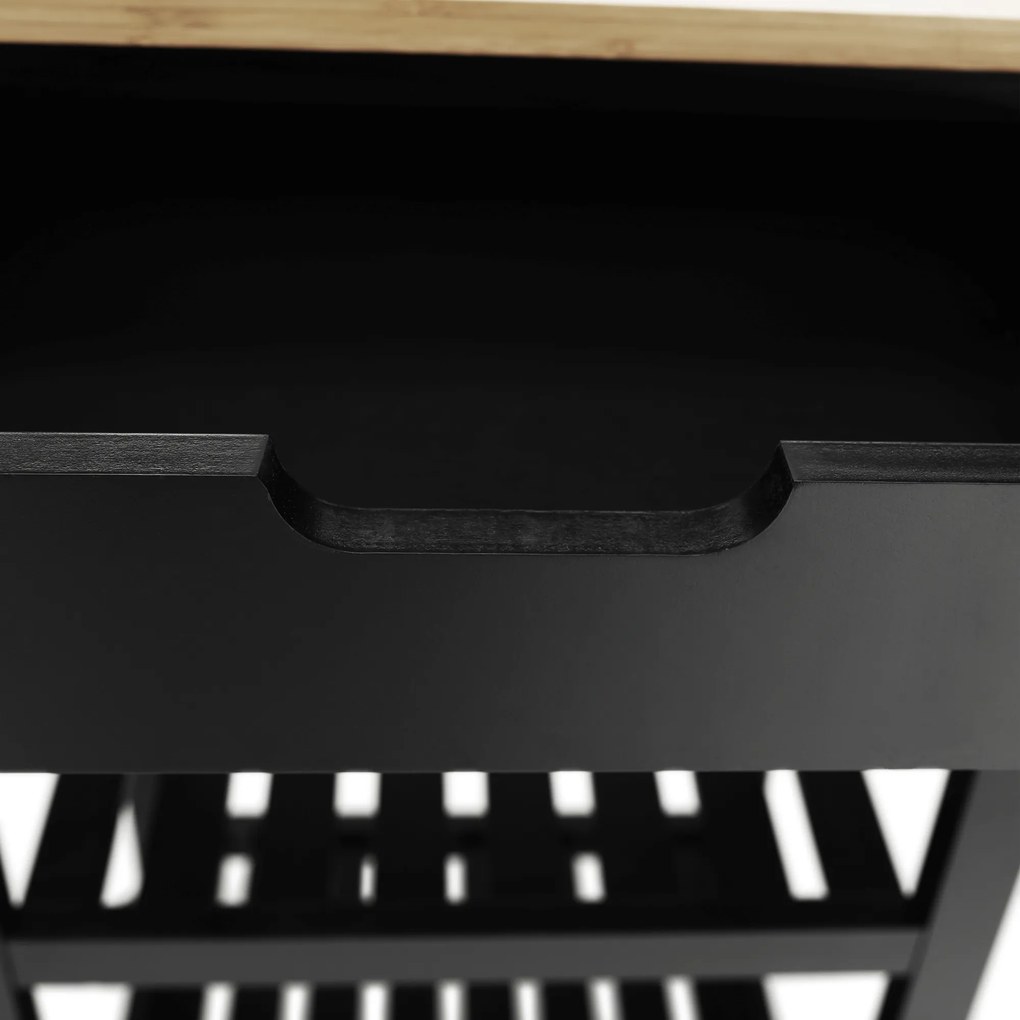 Tálalókocsi, természetes/fekete, ARETE