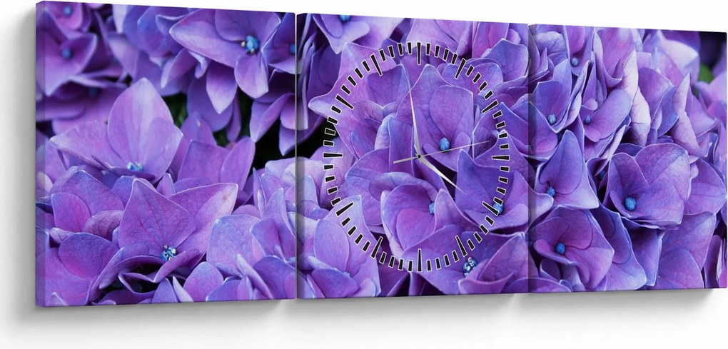 Lila virágok képe (órával) (90x30 cm)