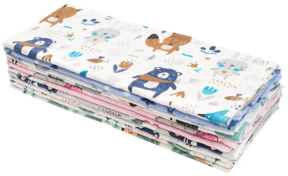 Flanel pelenka nyomtatott mintával NEW BABY 70x80 cm 10 db