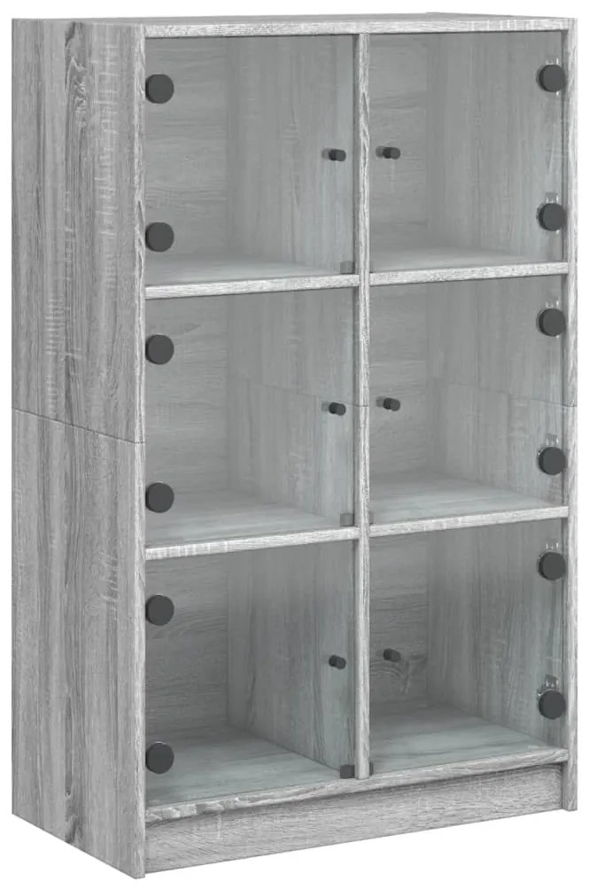szürke sonoma színű magasszekrény ajtókkal 68 x 37 x 109 cm
