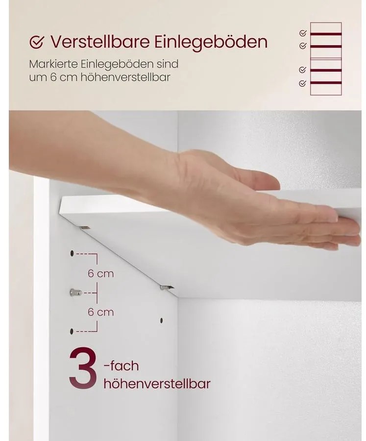 VASAGLE könyvespolc 24 × 60 × 178,5 cm, fehér színben