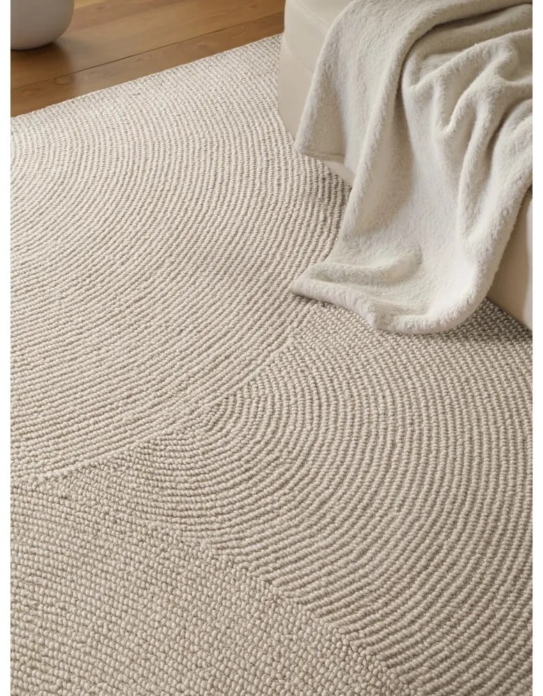 Világos natúr színű kézi szövésű gyapjú szőnyeg 160x230 cm Calmio – Hanse Home