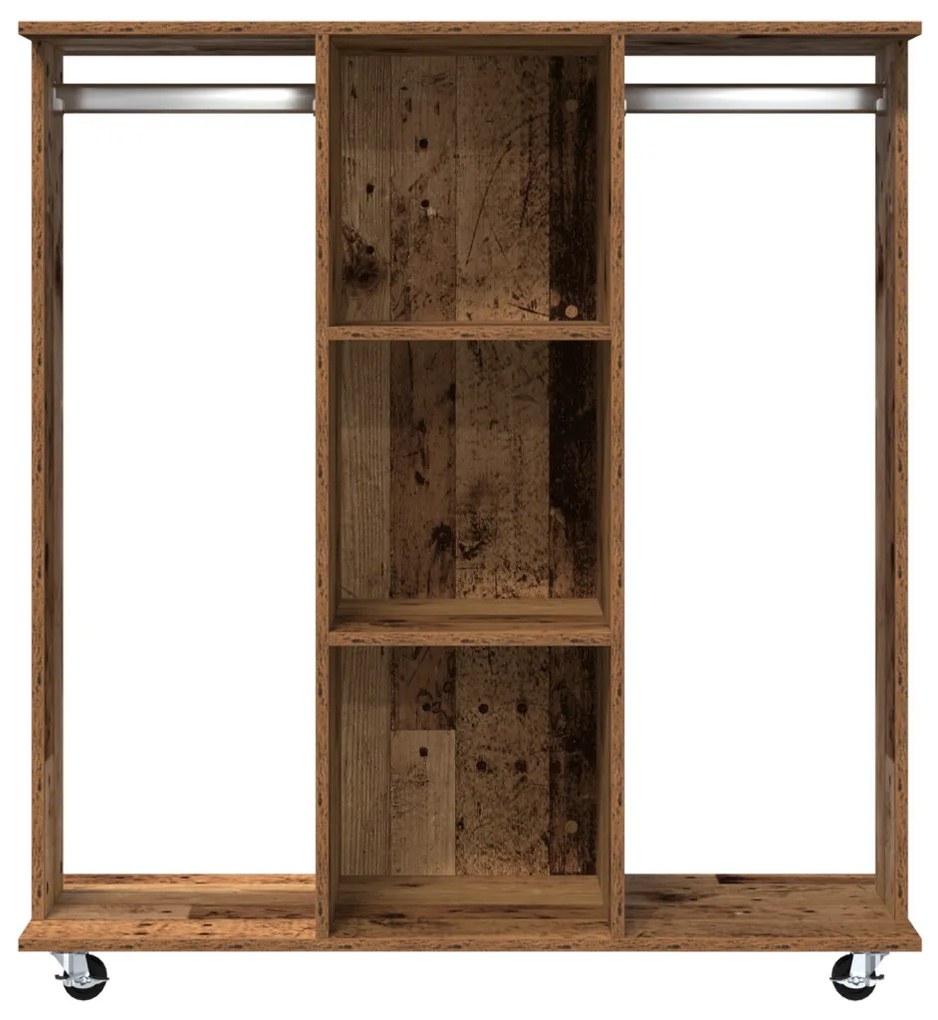 Ruhásszekrény Kerekekkel Régi Fa 102x38x110 cm Mérnöki Fa