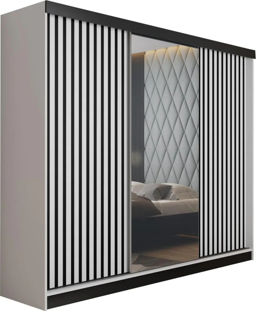 Malani 200 Tolóajtós Szekrény 200cm, Fehér