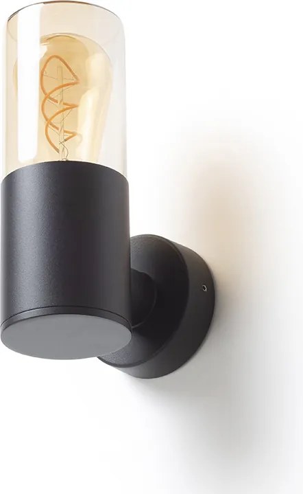 RENDL QUINN fali lámpa fekete borostyánsárga üveg 230V LED E27 11W IP54