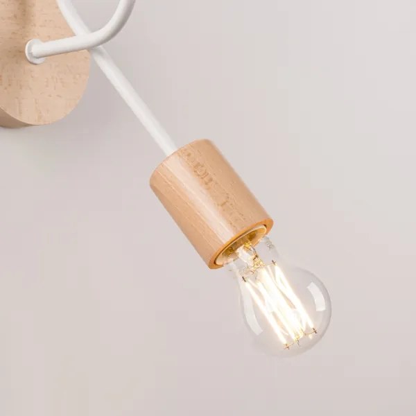 Sollux SL.1473 - Fali lámpa EMBER 1xE27/15W/230V fehér/bézs/bükkfa