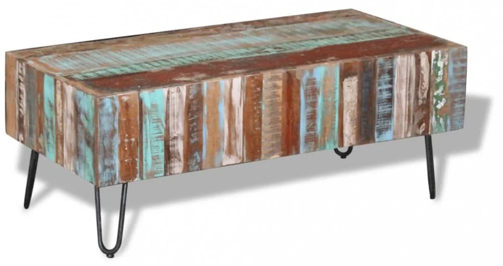 tömör újrahasznosított fa dohányzóasztal 100 x 50 x 38 cm