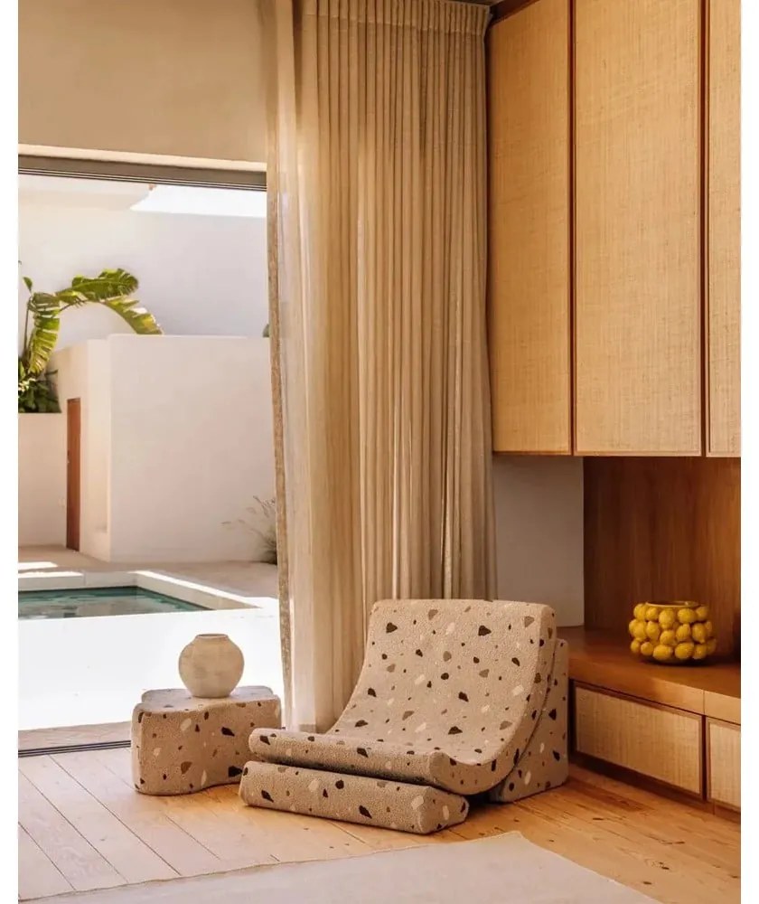 Világosbarna buklé-zsenília gyerek fotel Terrazzo Moon – Wigiwama