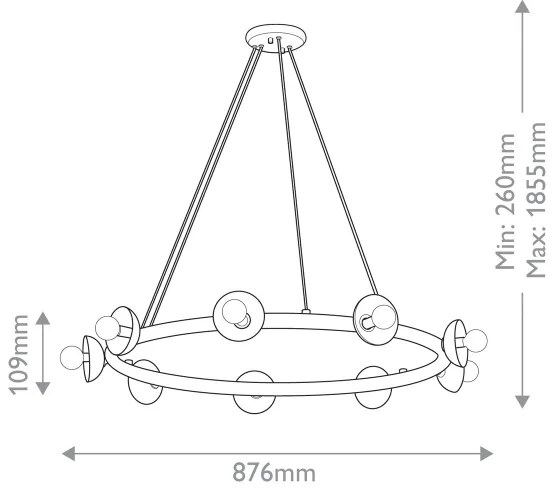 Kichler KL-PALTA9-CPZ - PALTA kábelcsillár 9xE14/40W/230V aranyszínű