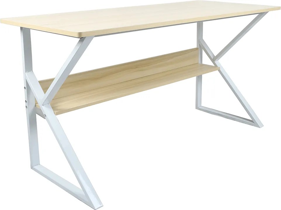 Polcos íróasztal, természetes tölgyfa/fehér, TARCAL 140