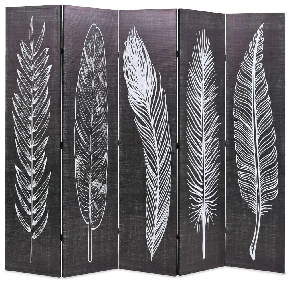 fekete-fehér toll mintás paraván 200 x 170 cm