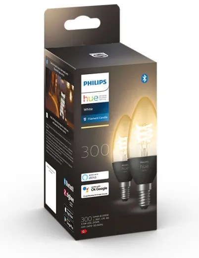 KÉSZLET 2x LED Dimmelhető izzó Philips Hue WHITE FILAMENT E14/4,5W/230V 2100K